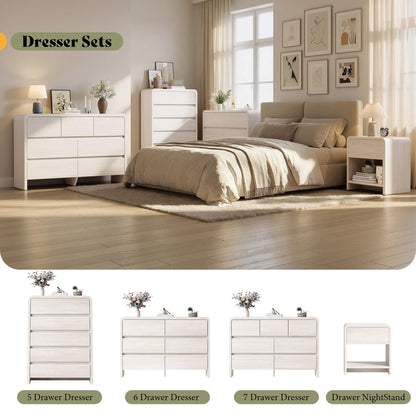 Garyon Modern Bedroom Furniture Set -5+7+2White