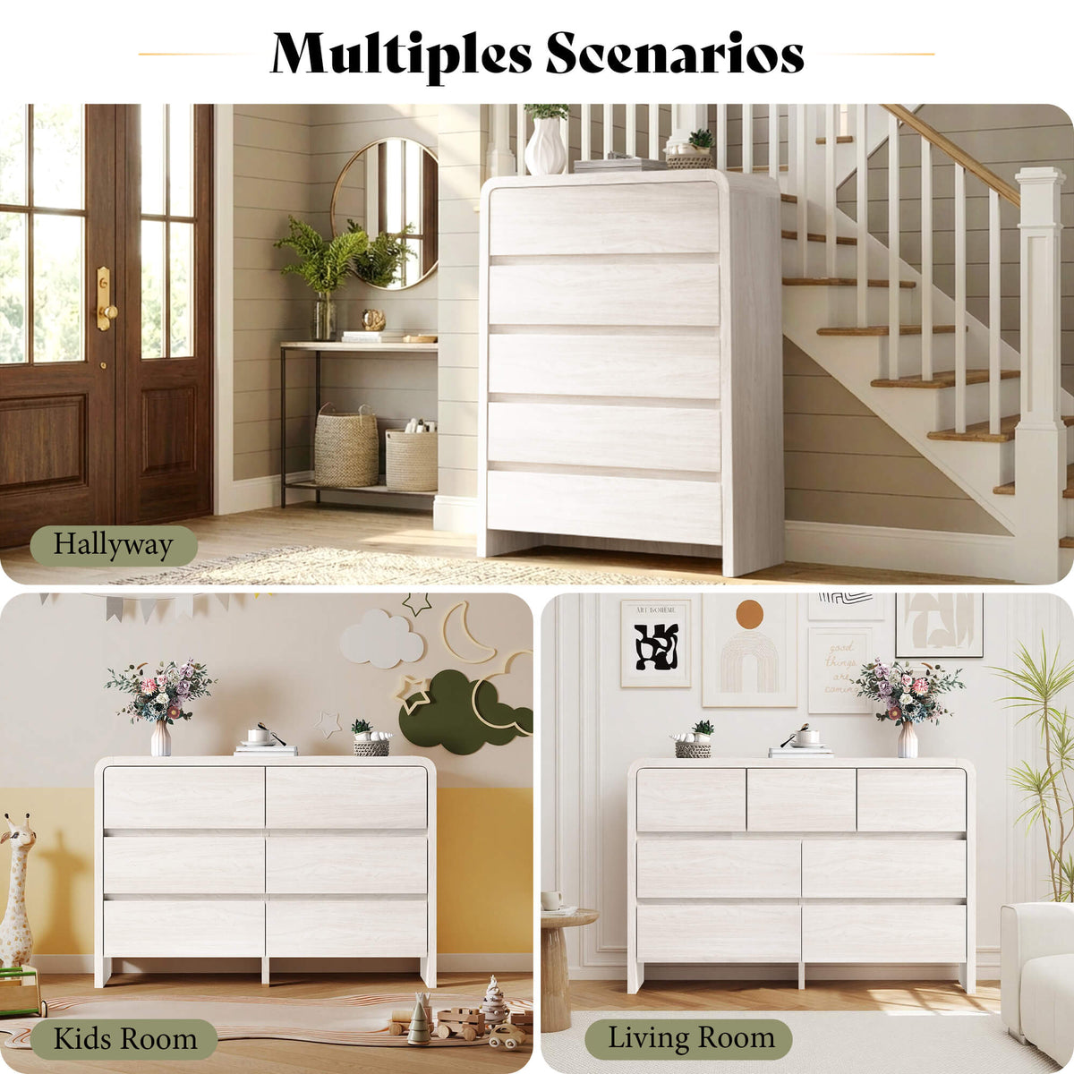Garyon Modern Bedroom Furniture Set -6+2White