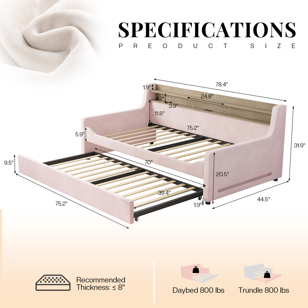 Bouff Bed Frame - Pink