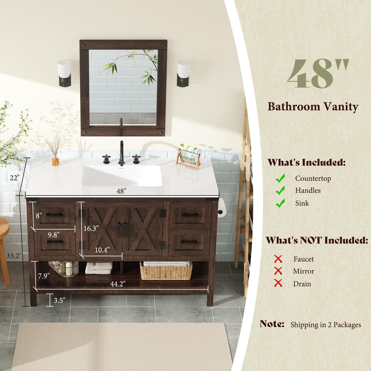 Calverton Rustic Brown 48”