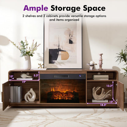 70-Inch Fluted Fireplace TV Stand Amerlife Brown