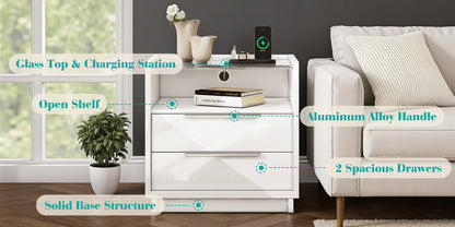 Kino Nightstands 23.6" High Gloss Amerlife Double White