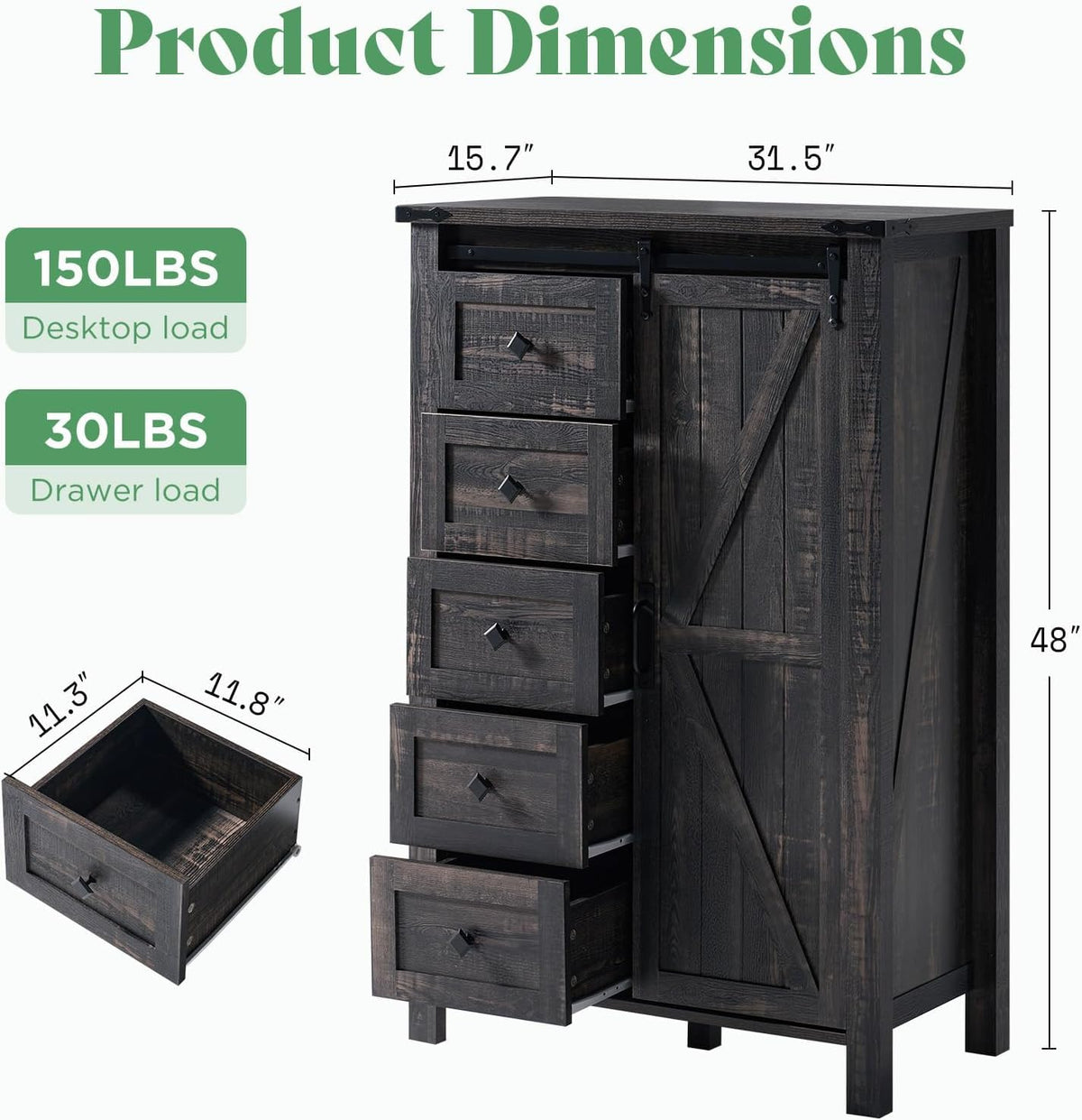 Marlowe Farmhouse Storage Set Amerlife Black Oak