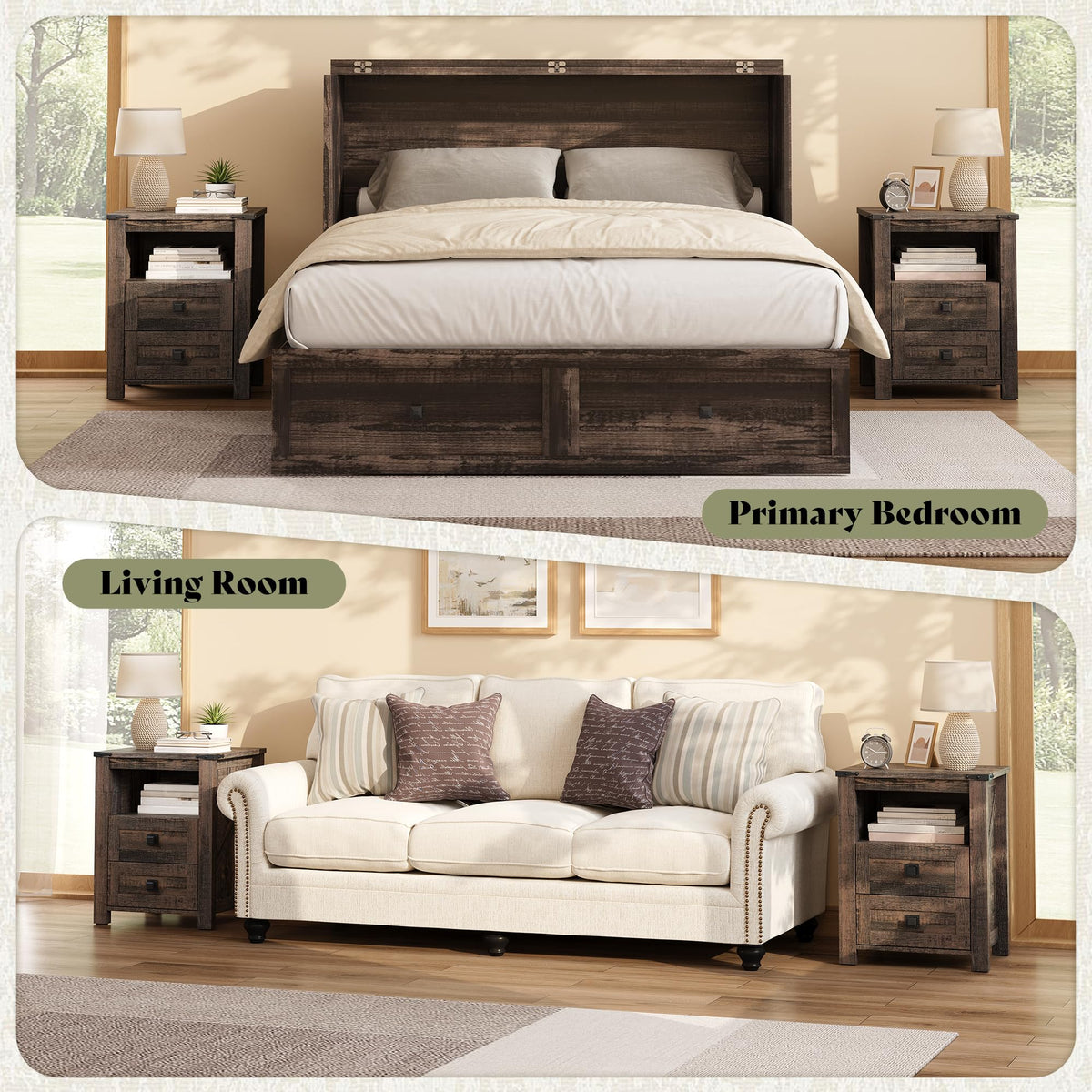 Marlowe Farmhouse Storage Set Amerlife Black Oak