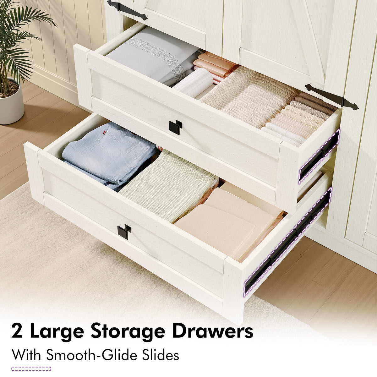 Barn 3 Door Farmhouse Wardrobe Closet-White