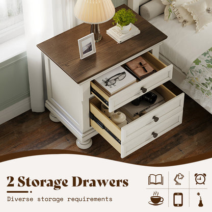 Bobbin Solid Wood Nightstand Amerlife White