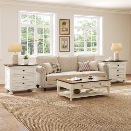 Bobbin Solid Wood Nightstand Amerlife White