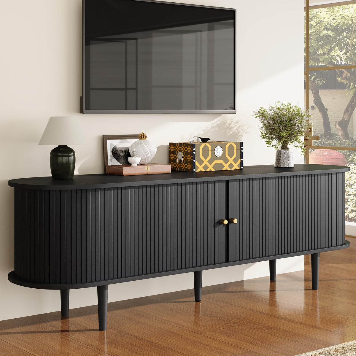 Briar Tambour Living Room Set Amerlife Black / 70"