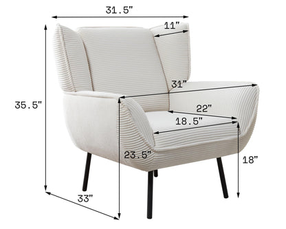 Accent Wingback Corduroy Chair Amerlife set of 2 / White