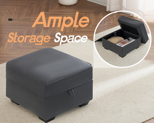 Chords Storage Ottoman - Chenille Charcoal Grey