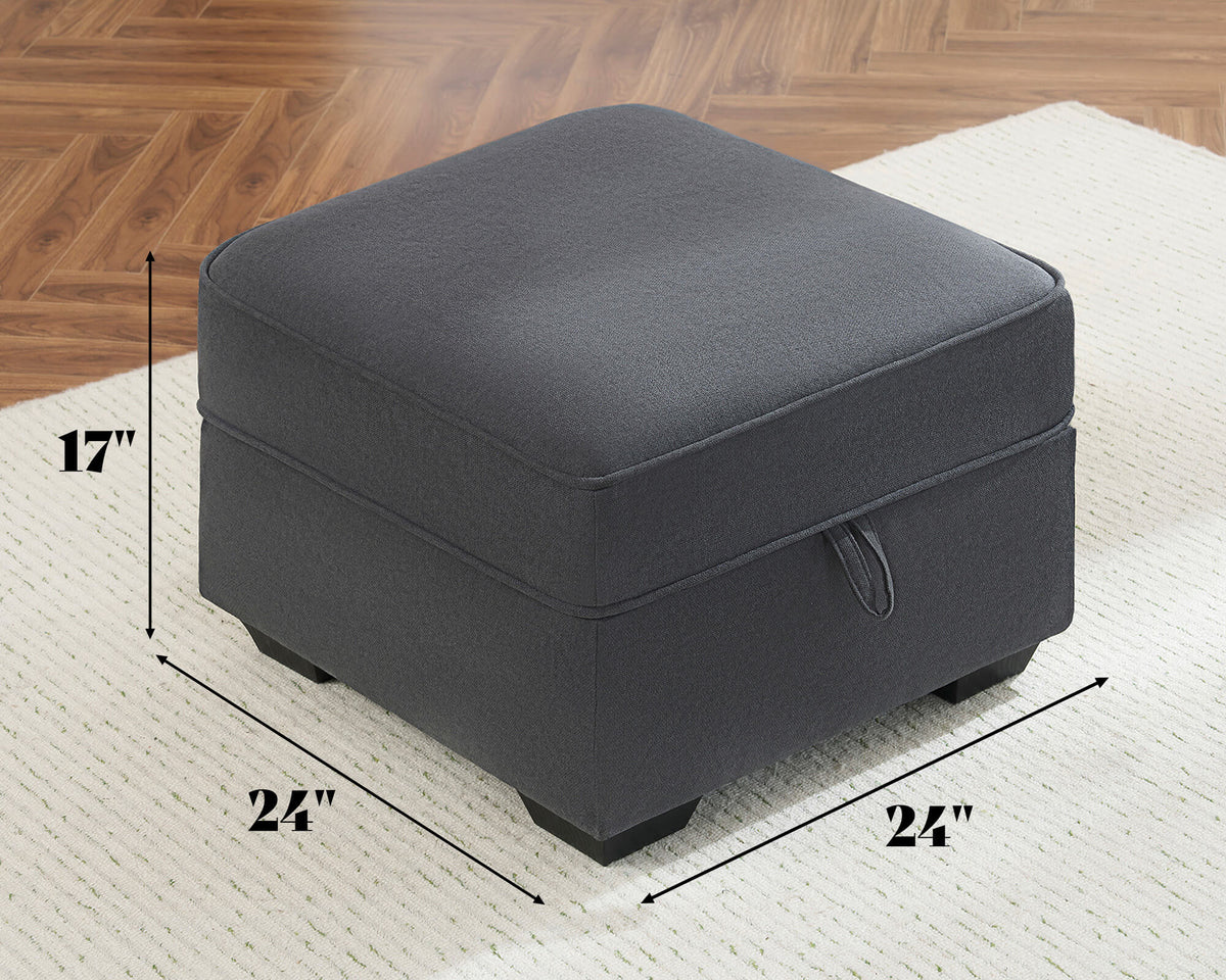 Chords Storage Ottoman - Chenille Charcoal Grey