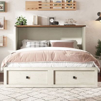 Colton Foldable Murphy Bed Amerlife Queen / Rustic White