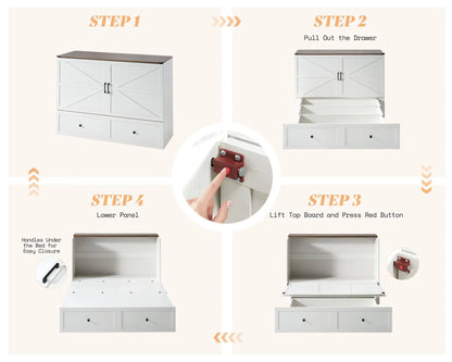 Colton Foldable Murphy Bed Amerlife Queen / Rustic White
