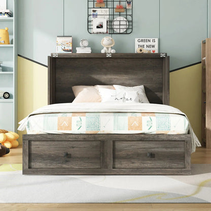 Colton Foldable Murphy Bed Amerlife Full / Rustic Grey