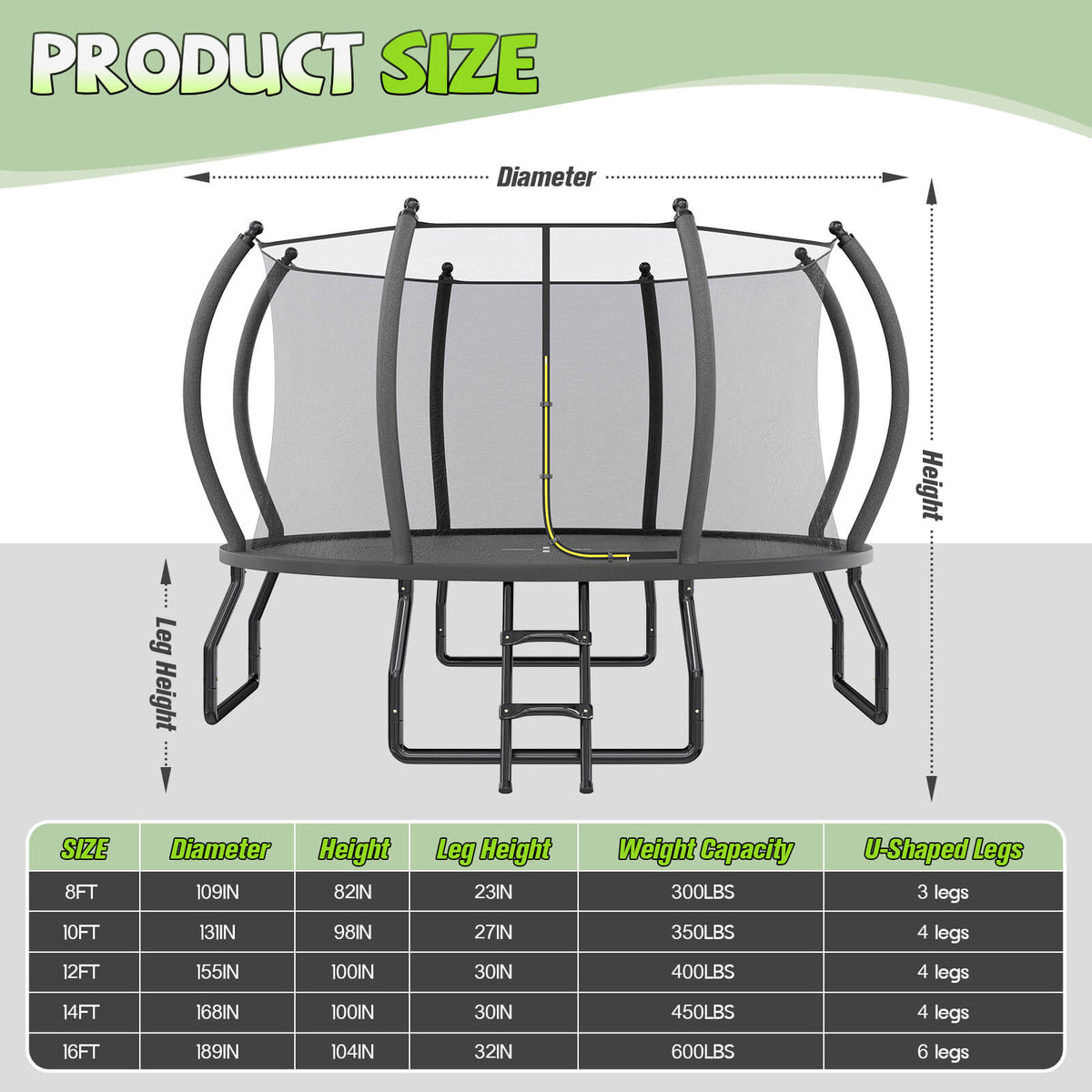 Bounce Outdoor Trampoline Amerlife Black