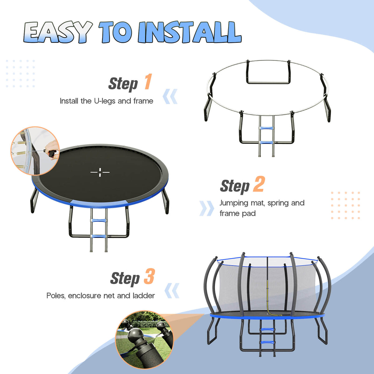 Bounce Outdoor Trampoline Amerlife Blue