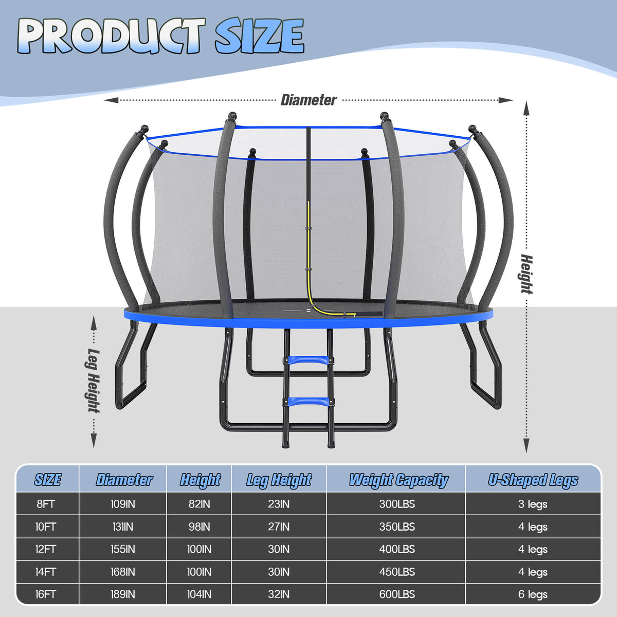 Bounce Outdoor Trampoline Amerlife Blue