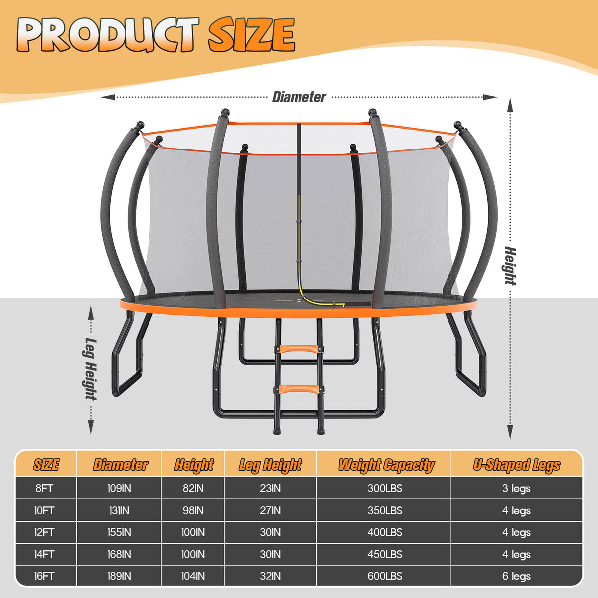 Bounce Outdoor Trampoline Amerlife Orange