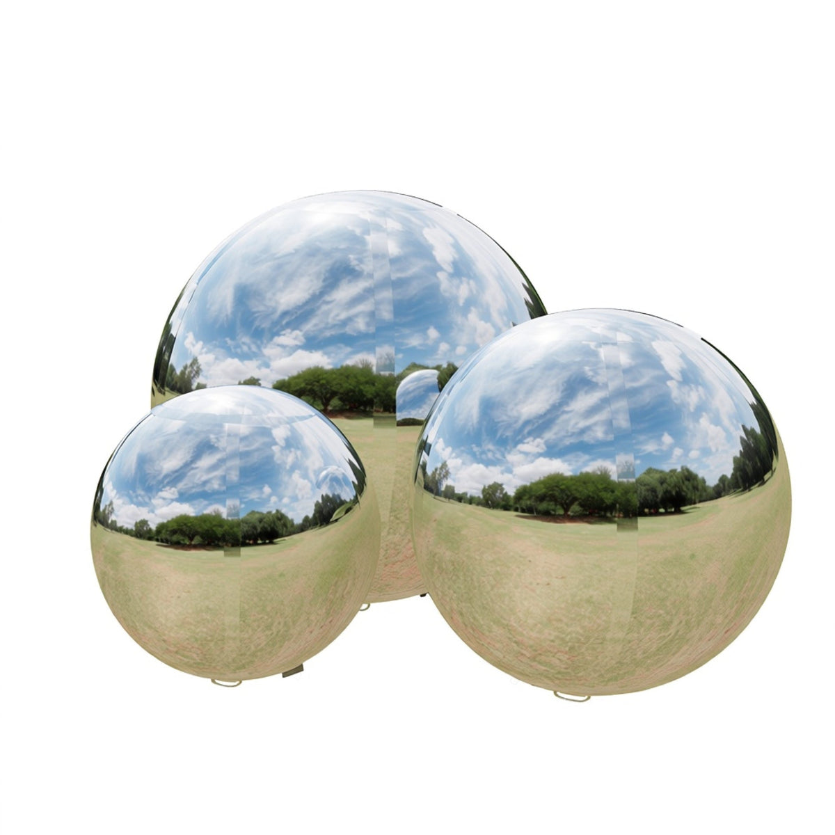 Vibe Reusable Inflatable Mirror Balls for Disco Parties & Events-4PCS-19.7"+31.5"+47.2"+59.1"-Silver