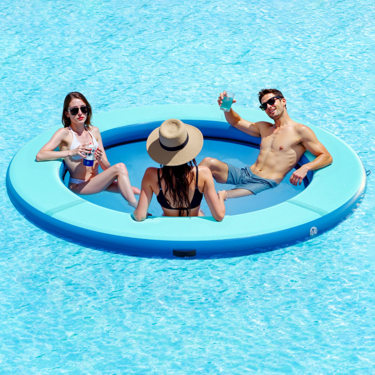 Nixie Inflatable Water Hammock-8*8FT / Circle / Green+Blue