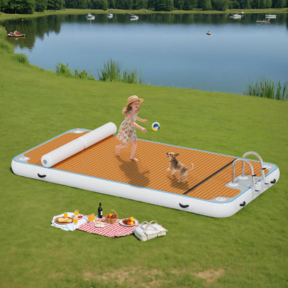 Ploov Inflatable Floating Dock - EVA Surface / 12x6 FT / Brown