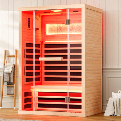 Low EMF Infrared Saunas for Home Amerlife 2-Person 47.2*x34.2*x70.9 Inch