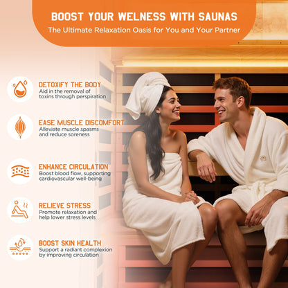 Low EMF Infrared Saunas for Home Amerlife 2-Person 47.2*x34.2*x70.9 Inch 