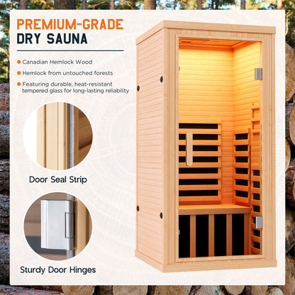 Low EMF Infrared Saunas for Home Amerlife 1-Person 32.3*32.3*66.1 Inch 