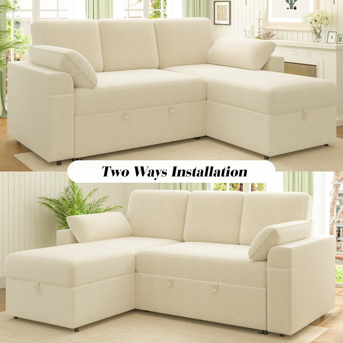Flush Sectional Sofa Amerlife Beige
