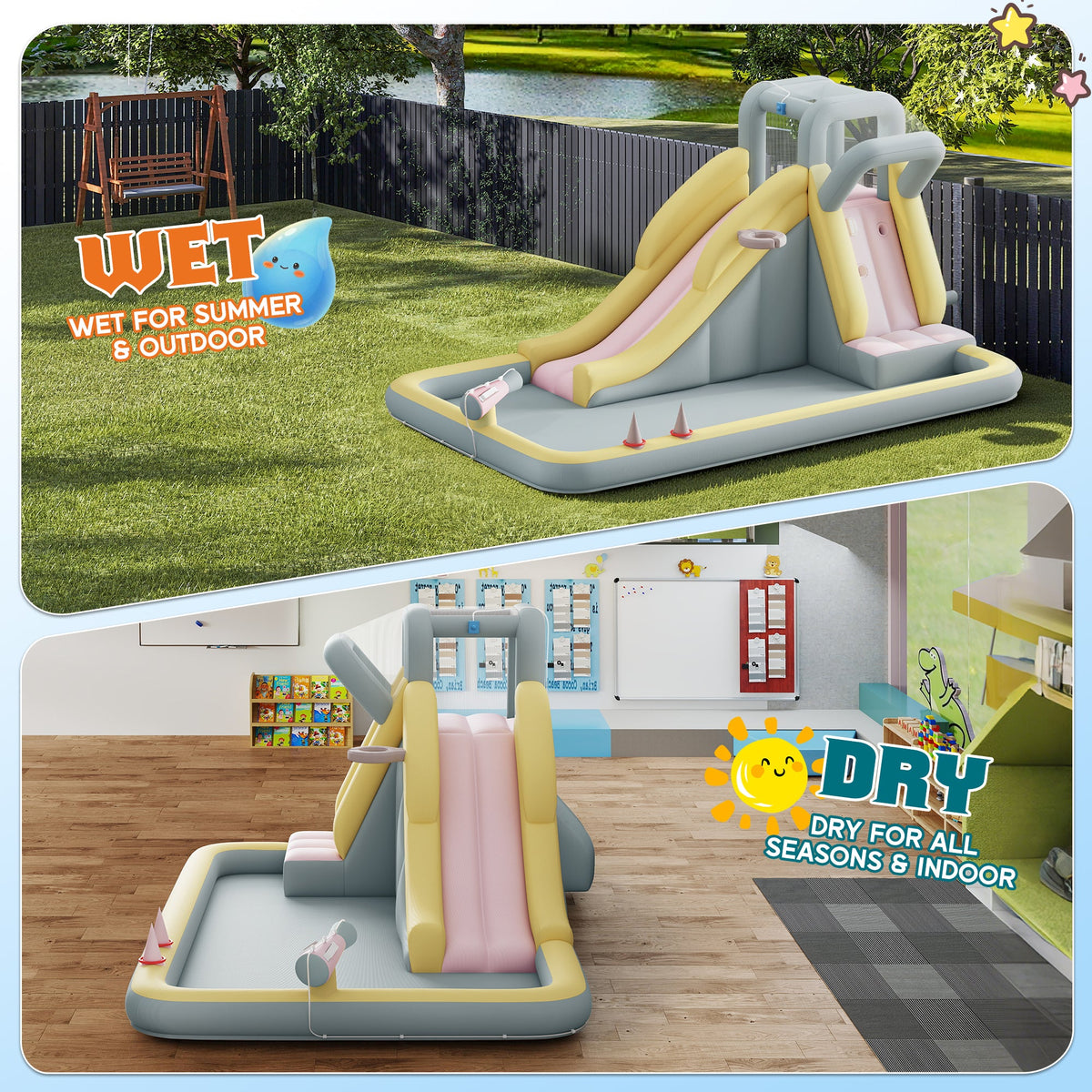 Flume Inflatable Bounce House Amerlife 154x106x75 Inch-Oxford Fabric