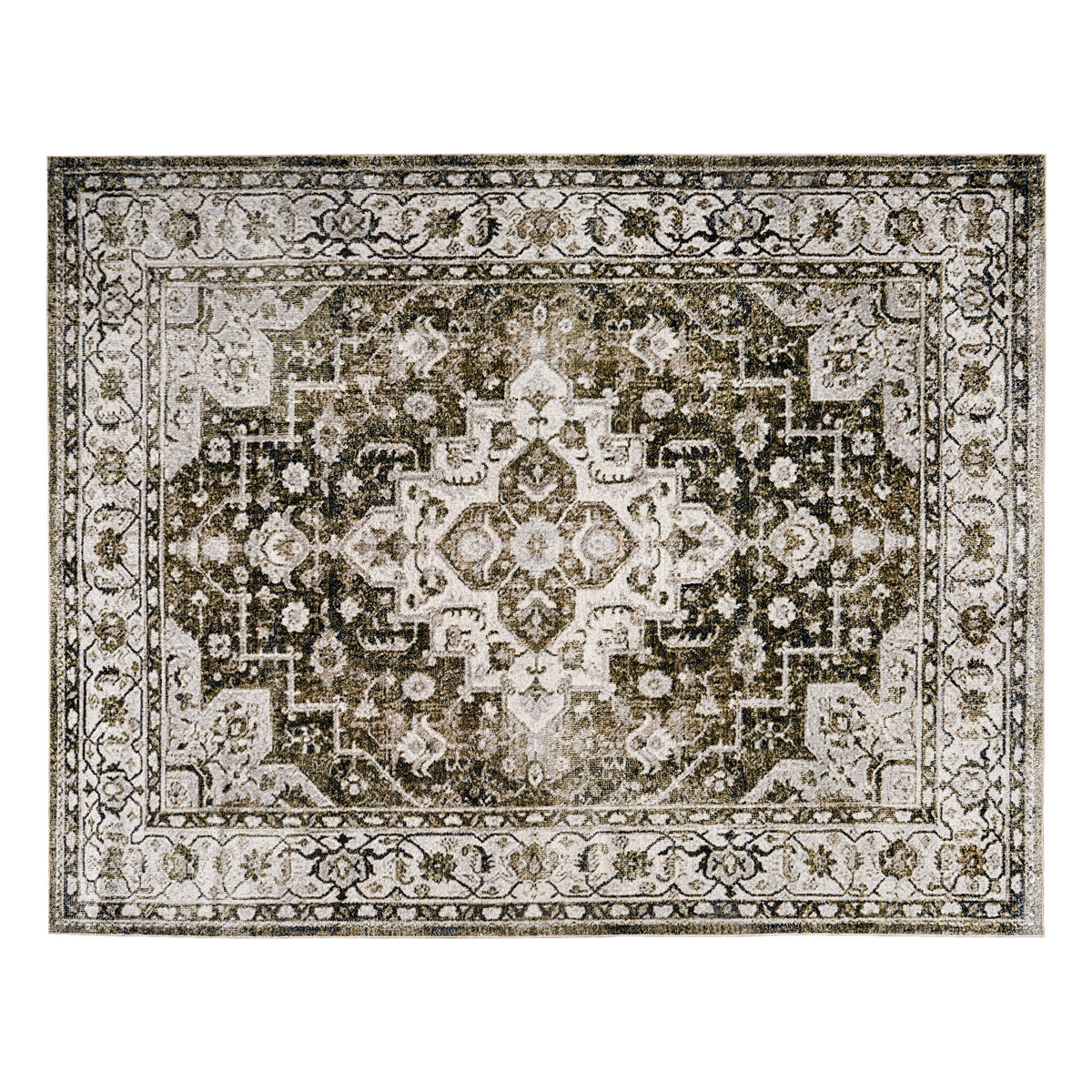Vintage Distressed Floral Area Rug - LightGreen
