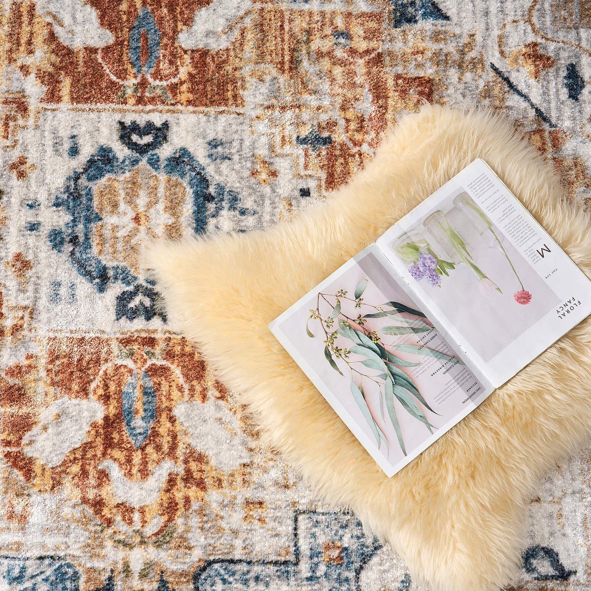 Vintage Medallion Low Pile Rug 