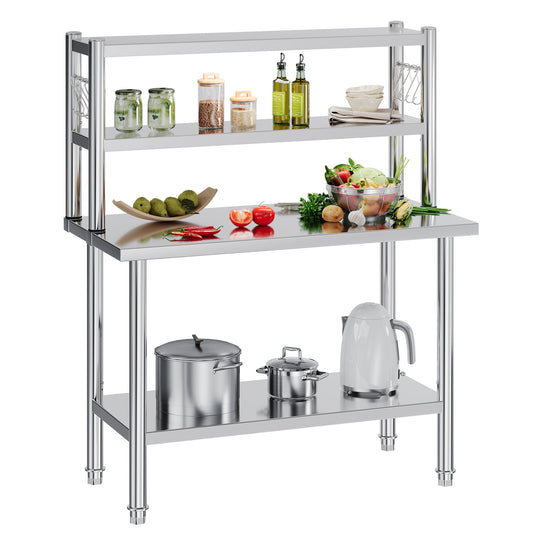 Stainless Steel Work Table with Overshelves Amerlife 24x48inch