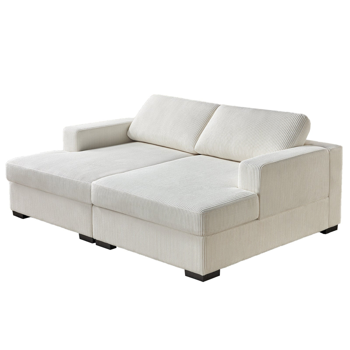 2-Piece Chaise Sofa / Corduroy White
