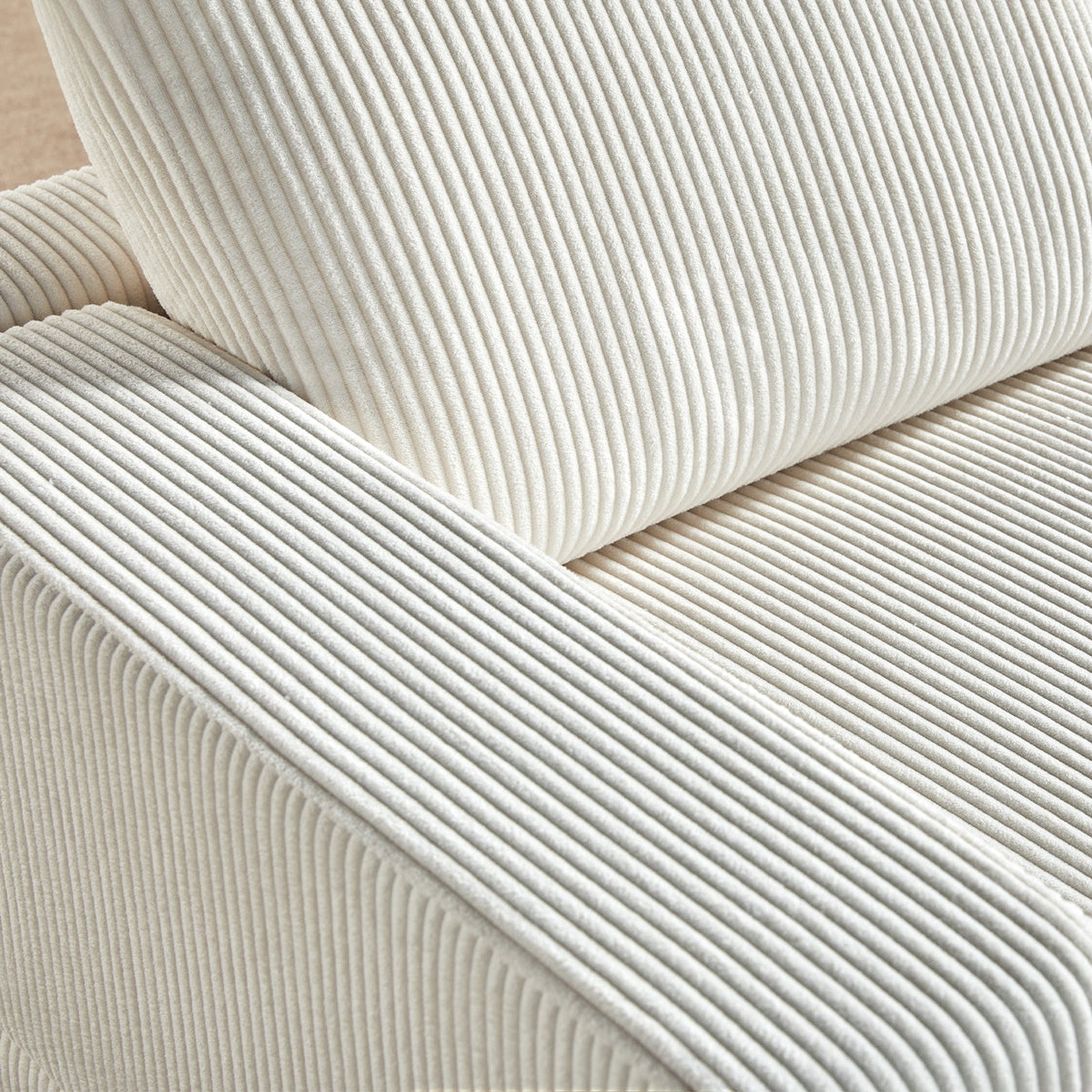 3-Piece Chaise Sofa / Corduroy White
