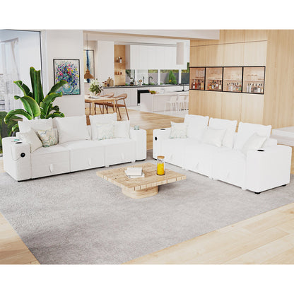 6 Seats-2 Piece / Bouclé White