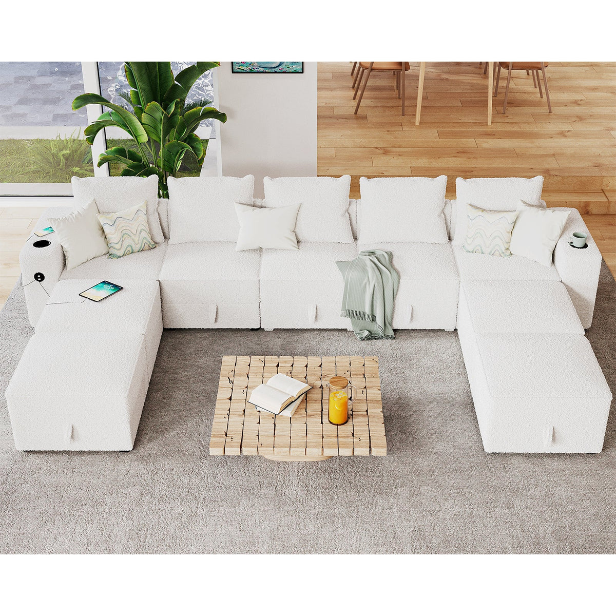 9 Seats-U Shape 2 / Bouclé White