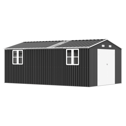 Outdoor Storage Shed with Transparent Panels 10x16x7 FT 