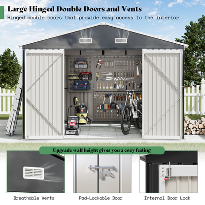 Outdoor Storage Shed with Transparent Panels 10x16x7 FT 
