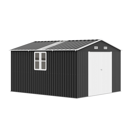 Outdoor Storage Shed with Transparent Panels 10x12x7 FT