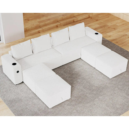 8 Seats-U Shape 1 / Bouclé White