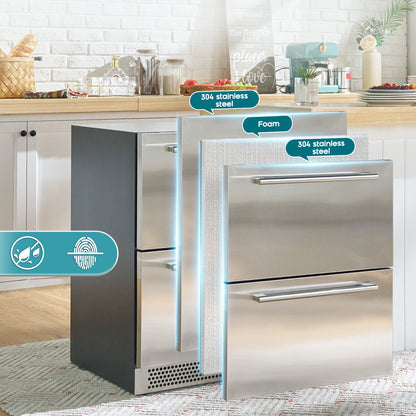 Chillbar Undercounter Drawer Refrigerator-24 Inch - 24 Inch - Dual Zone Mini Fridge