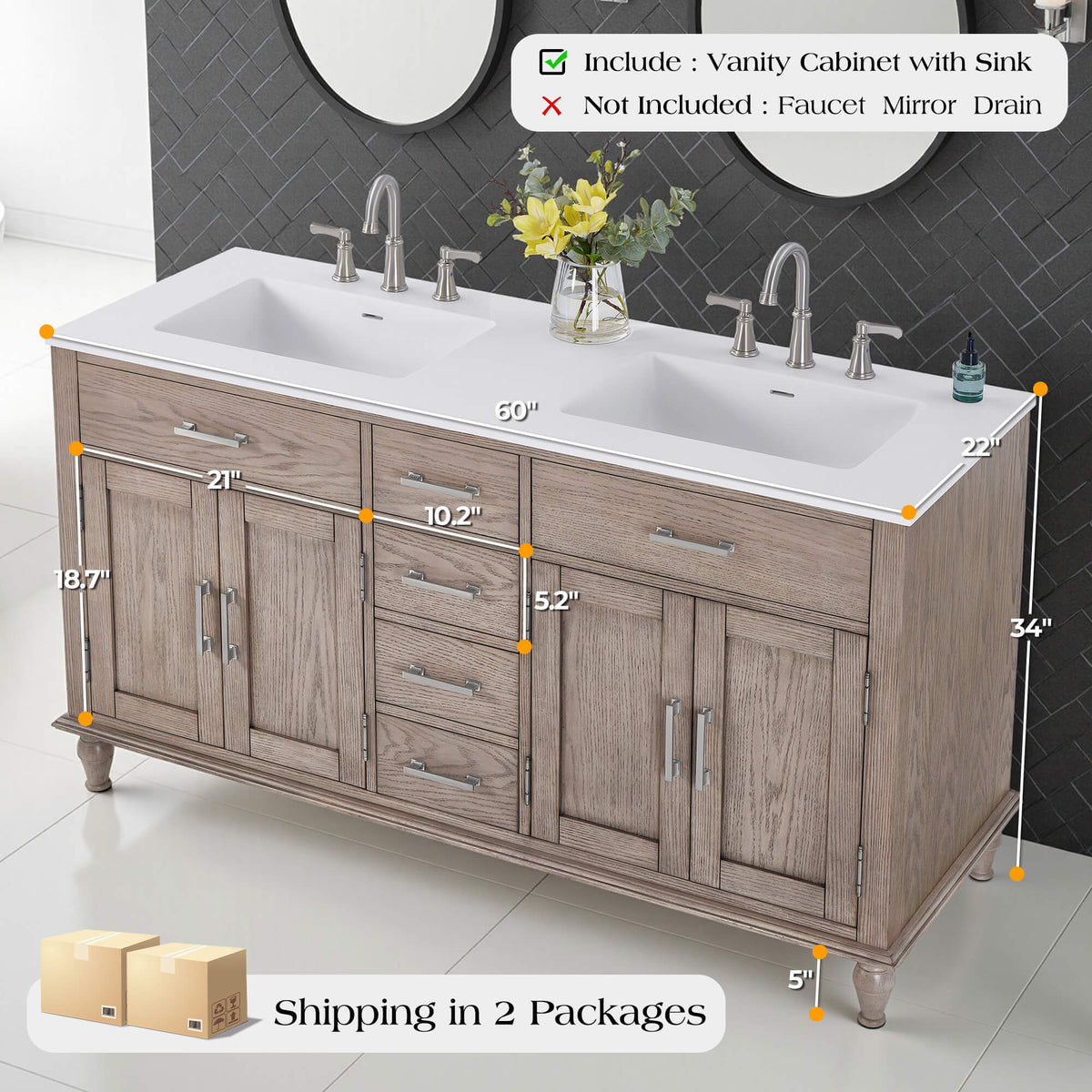 OakCraft Double Sink Vanity