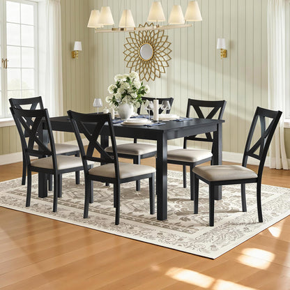 Willow 7-Piece Dining Table Set-7-Piece-Grey & White