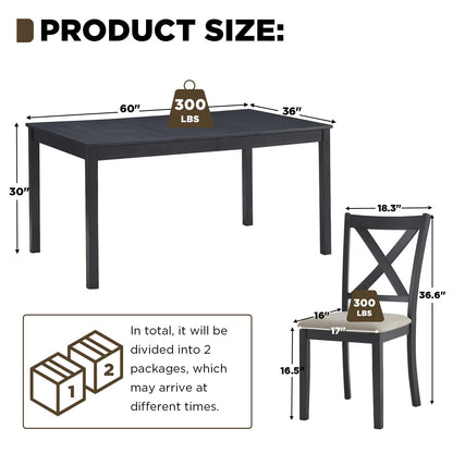 Willow 7-Piece Dining Table Set-7-Piece-Grey & White