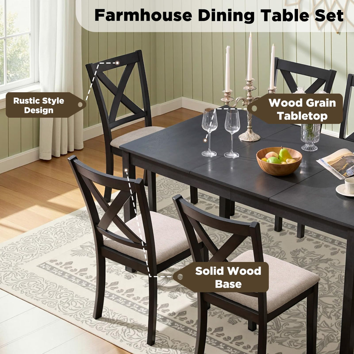 Willow 7-Piece Dining Table Set-7-Piece-Grey & White