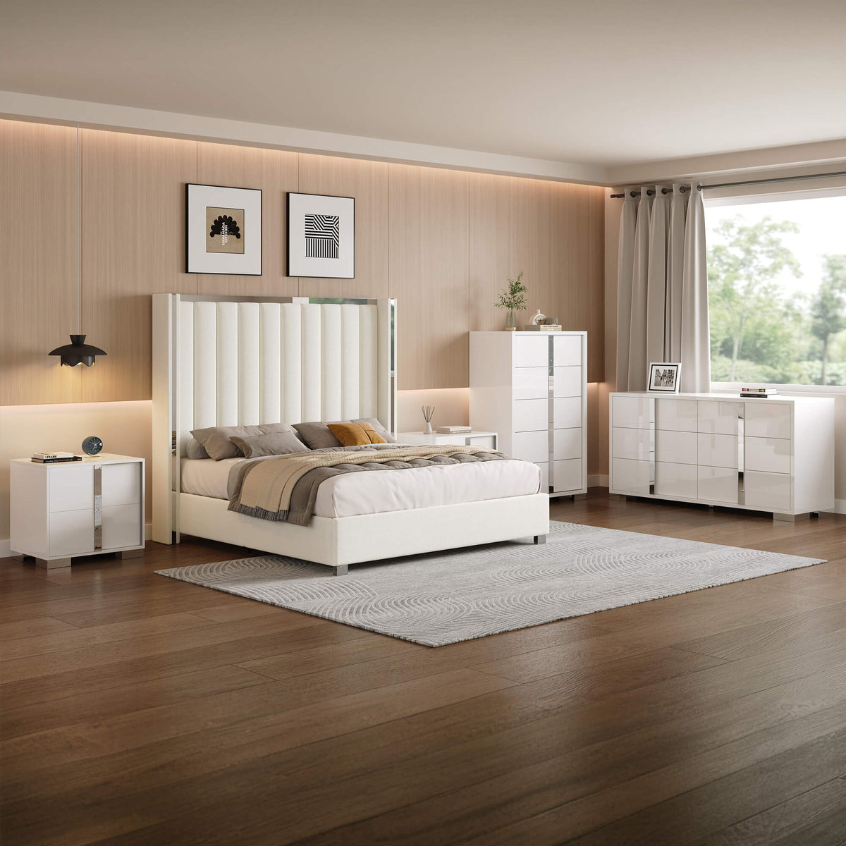 Beaumont 5-Piece Modern Bedroom Set - Cream_White