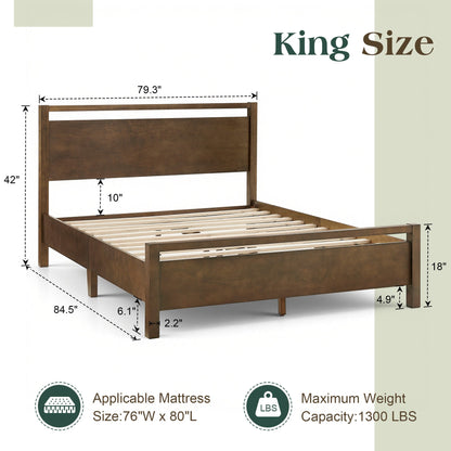 Void Solid Wood Bed Amerlife King / Dark Brown