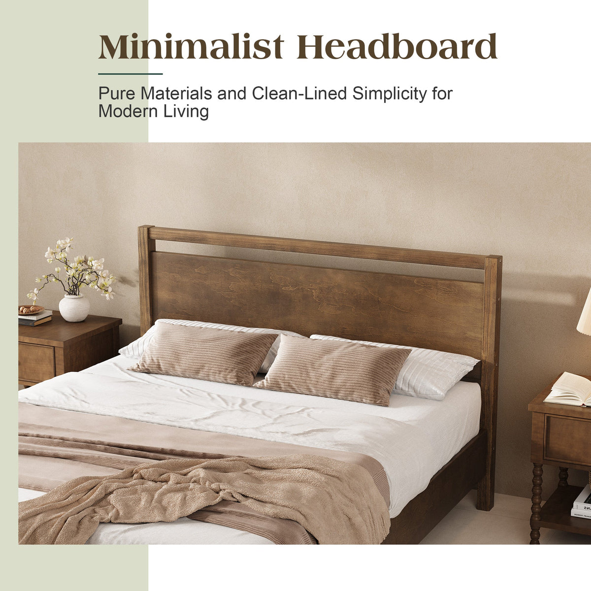 Void Solid Wood Bed Amerlife Queen / Dark Brown