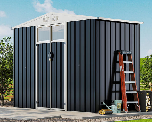 Lark Metal Outdoor Storage Shed with Skylight Windows-8x4FT